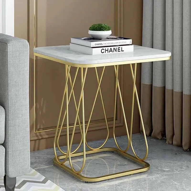 Luxury Mobile Side Table Gold Aesthetic Iron Storage Side Table Marble Minimalist Tavolino Da Salotto Loft Decor Interior