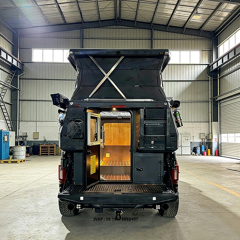 Aluminum Hard Shell Pop up Truck Camper With Roof Top Tent Outdoor Off Road Camping Camper