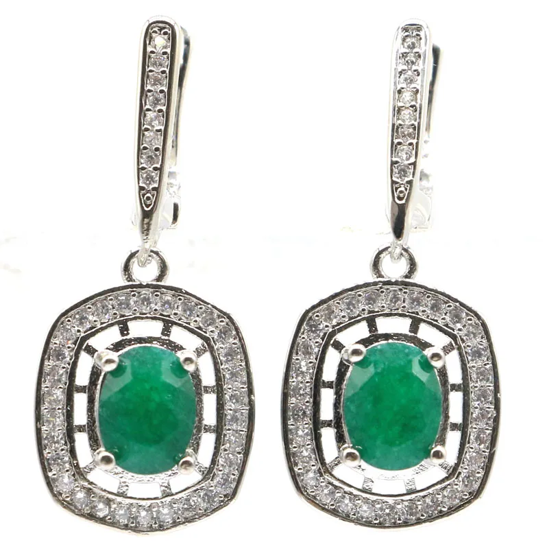 SheCrown 34x13mm Eye Catching Real Red Ruby Green Emerald Blue Sapphire CZ High Trendy Polished Shiny Silver Earrings