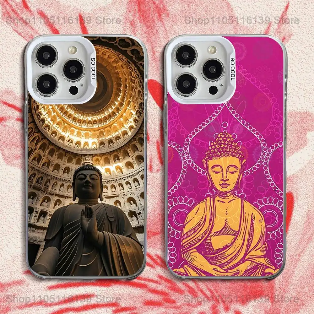 

Buddha Art Pattern Phone Case For iPhone 16,15,14,13,12,11,Pro,XS,Max,Plus,Mini,SE White Candy Matte Shockproof Cover