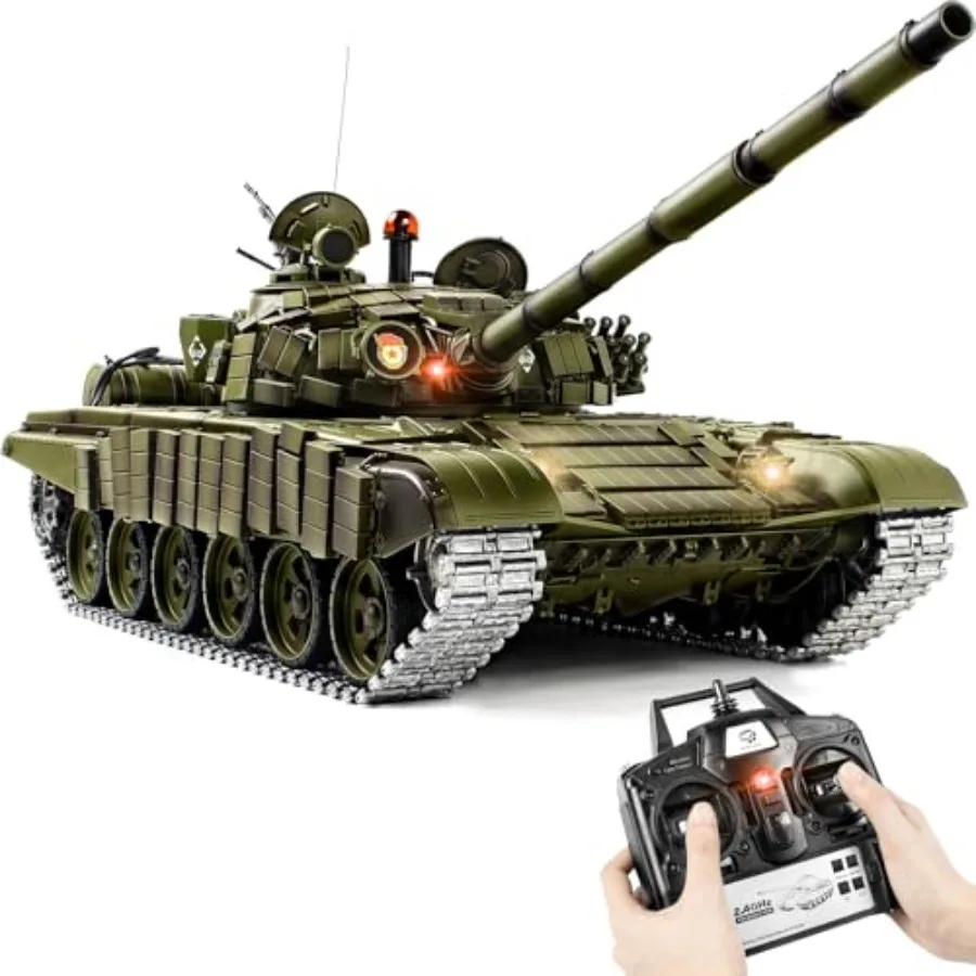 

1/16 RC Tank Heng Long Soviet Union T-72 Model Army Toy with Smoke Sound Light 2.4G Remote Control Tank Upgraded Metal Track Id