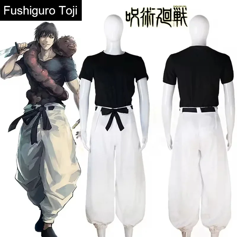 Anime Toji Fushiguro Cosplay Costume Wig Uniform Sorcerer Killer with Props Top Pants Suit Halloween Costume Shoes for Women Men