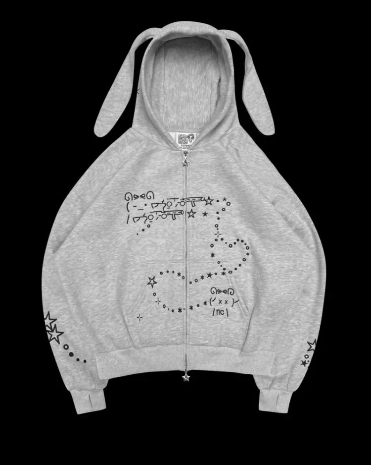 Rabbit Ears Hooded Sweatshirts for Women Streetwear Fashion Hoodies 2024 Ropa Mujer Y2k Tops Print Casual Hoodie Jackets 63b064