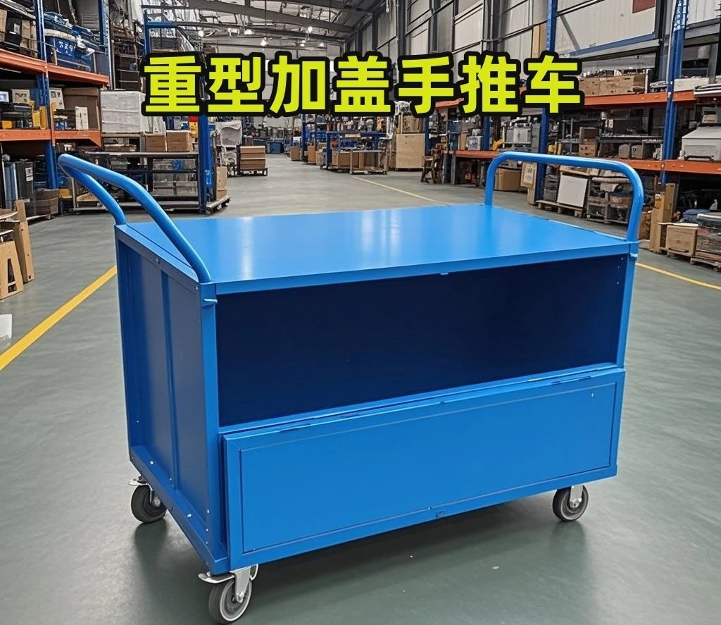 Heavy duty sealed trolley with lid pulling cargo Four wheel turnover cart small cart handling foldable large material turnover