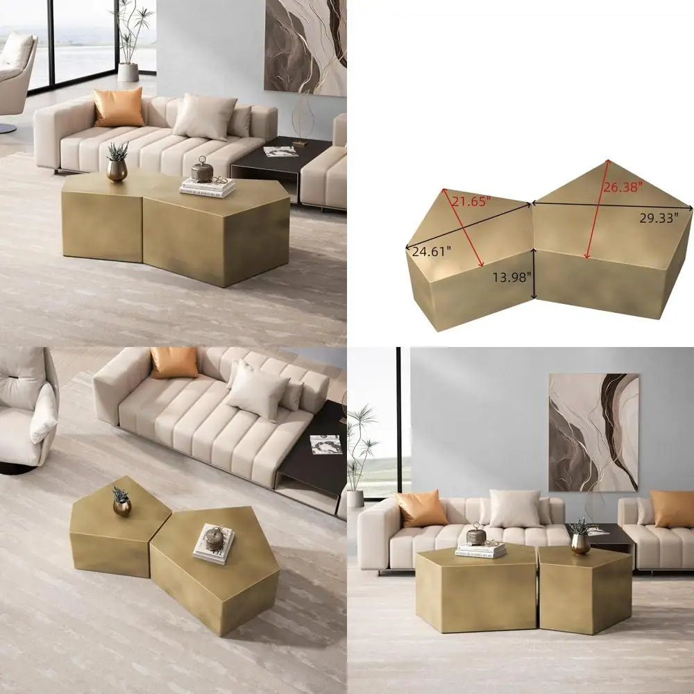 

Modern 2-Piece Pentagon Nesting Coffee and Side Table Set Accent Tables