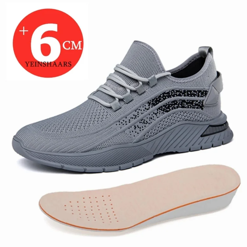 Zapatillas de deporte para hombre, zapatos de aumento de altura, plantillas de elevación de 6cm, calzado deportivo de verano