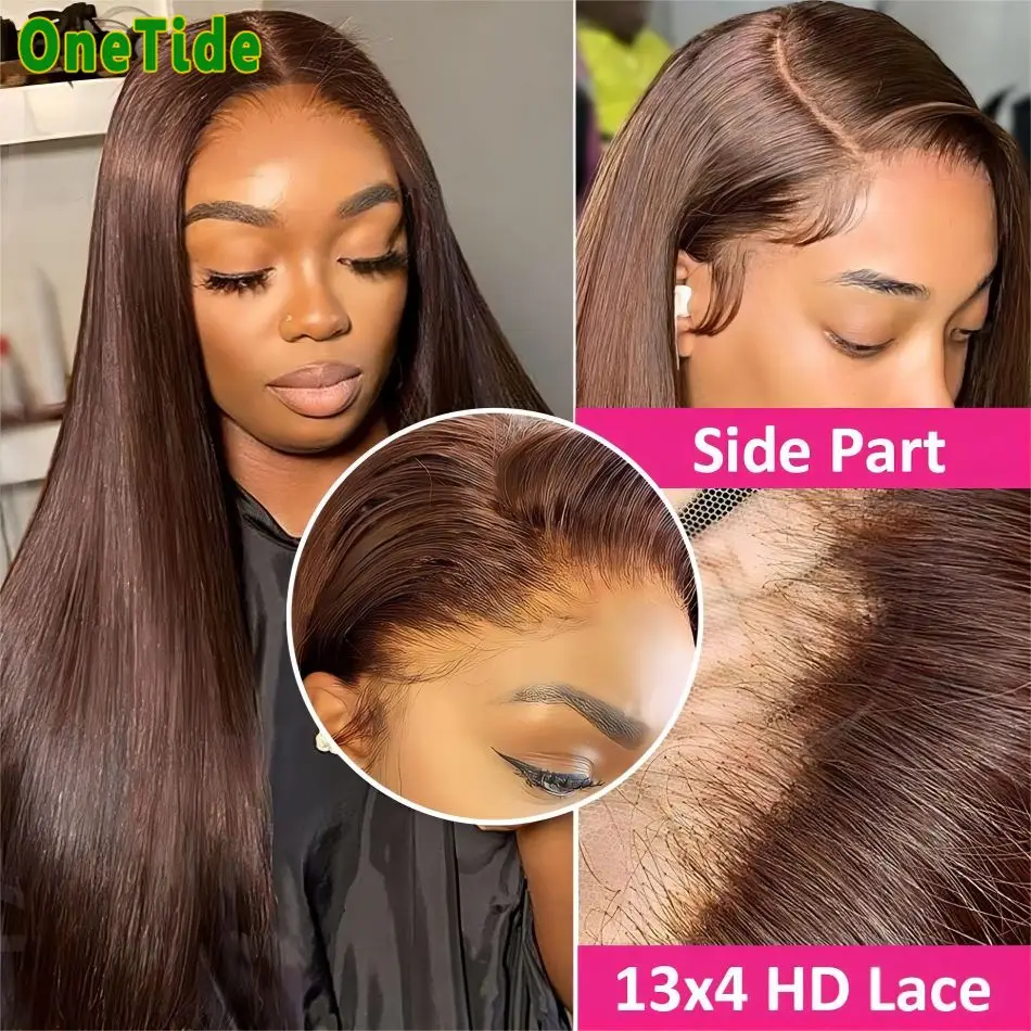 Dark Brown Wigs 13x4 Transparent Lace Frontal Wig Chocolate Human Hair Wigs Straight 4x4 Glueless Wig Human Hair Ready To Wear