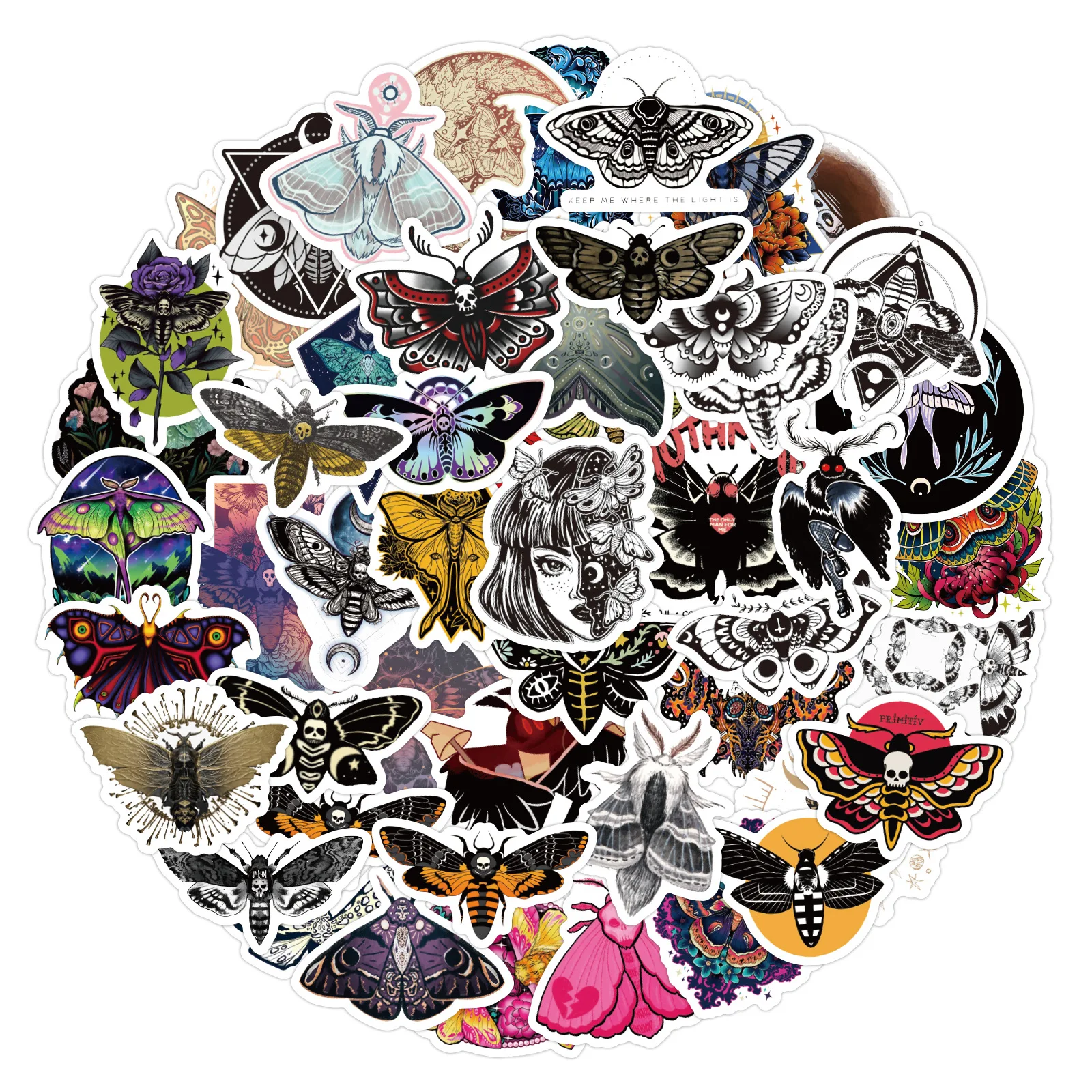 10/30/60PCS Serie Scuro Fantasma Moth Horror Cartoon Adesivo FAI DA TE Telefono Laptop Bagagli Skateboard Graffiti Decalcomanie Divertimento per il