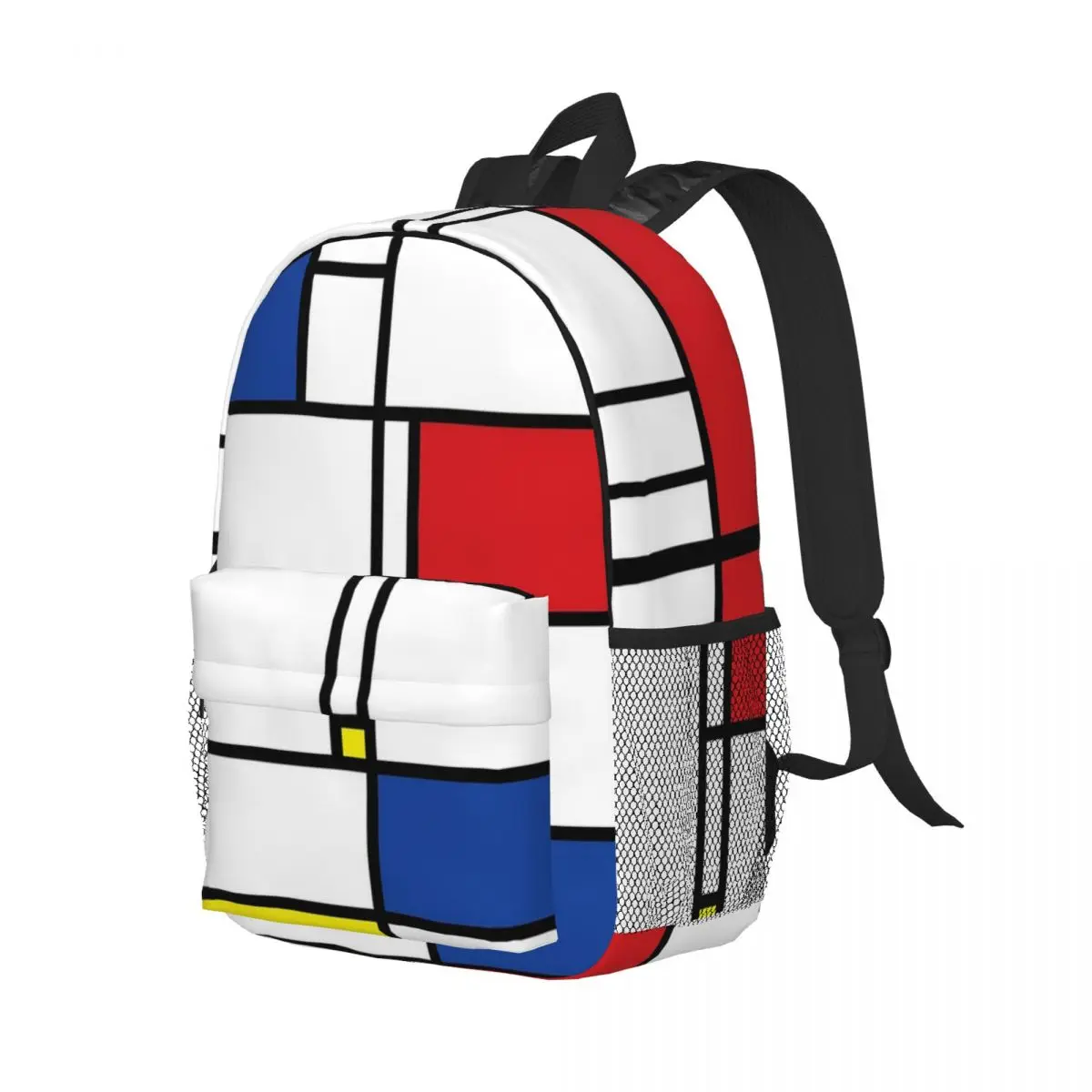 Mondrian 미니멀리스트 De Stijl 모던 아트 팻틴 백팩, 십대 책가방, 학생 학교 가방, 노트북 배낭 숄더백