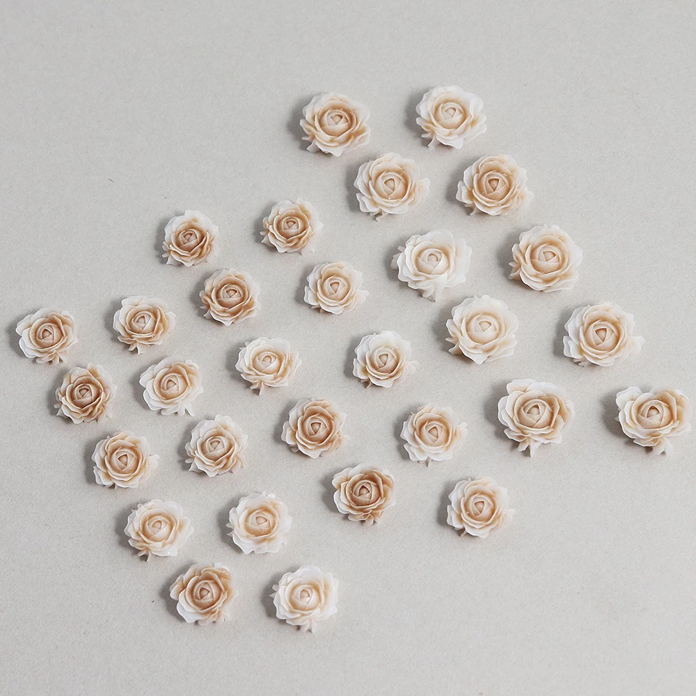 30 pcs/bag Rose Flower 3D Nail Art Charms Imitation Rose Mixed Pearls Luxury Parts Valentines Manicure Supplies DIY Decoration