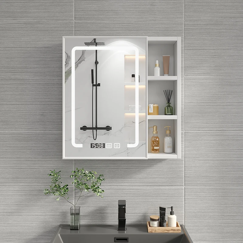 

Space aluminum intelligent mirror cabinet wall mounted bathroom mirror with storage rack, separate integrated storage cabinet