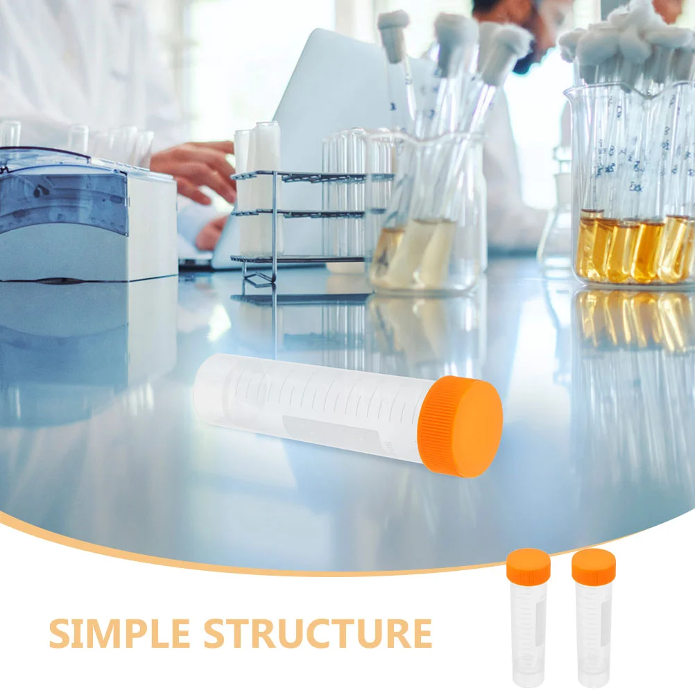 10 tubos de tubo de ensaio de centrífuga dos pces frascos claros experimentos científicos de polipropileno pequenas garrafas de 50 ml com tampas