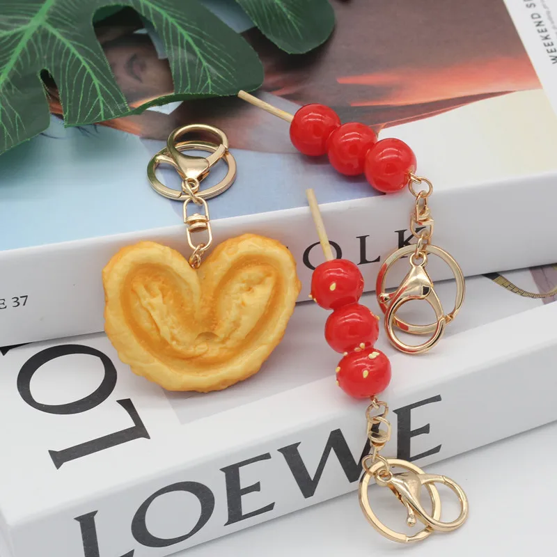 Creative Simulation Food Toy Model Keychain Pvc Gift Pendant Ins Style Candied Haws On A Stick Student Gift Key Ring Chain