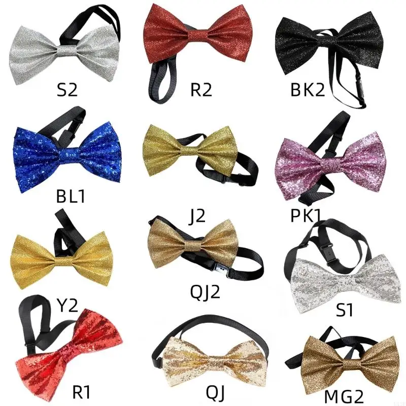 U13E Handmade Ribbon Busur Brooch Pria Shirt Collar Pin Rhinestones Crystal