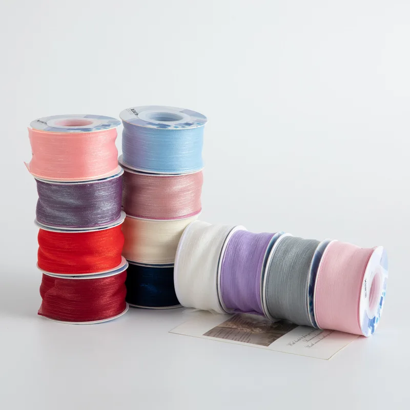 

Diy Popular Bow Practical New Shoe Flower Hot-selling Bouquet Packaging Accessories Gold-embossed Silk Snow Yarn Webbing