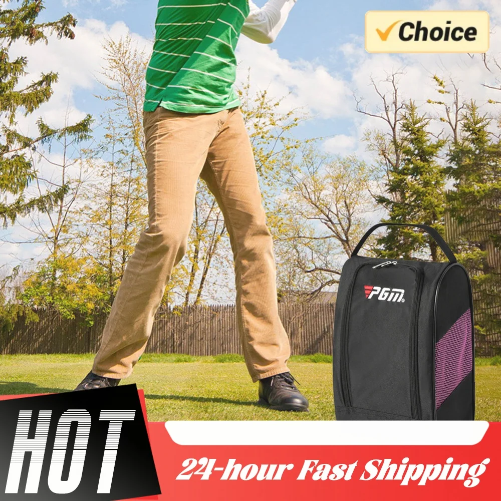 Unisex Golf Shoe Carrier Bags with Zipper Nylon Travel Shoes Carrier Bags Hand-Held Breathable Ultra-light Sports Accessories