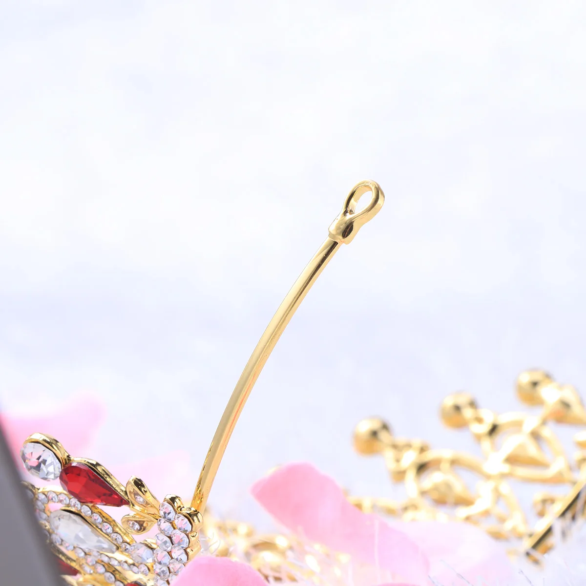 Alloy Large Baroque Wedding Tiara Crown 18K Red Elegant Bridal Headwear Crown for Women Bride Engagement Party