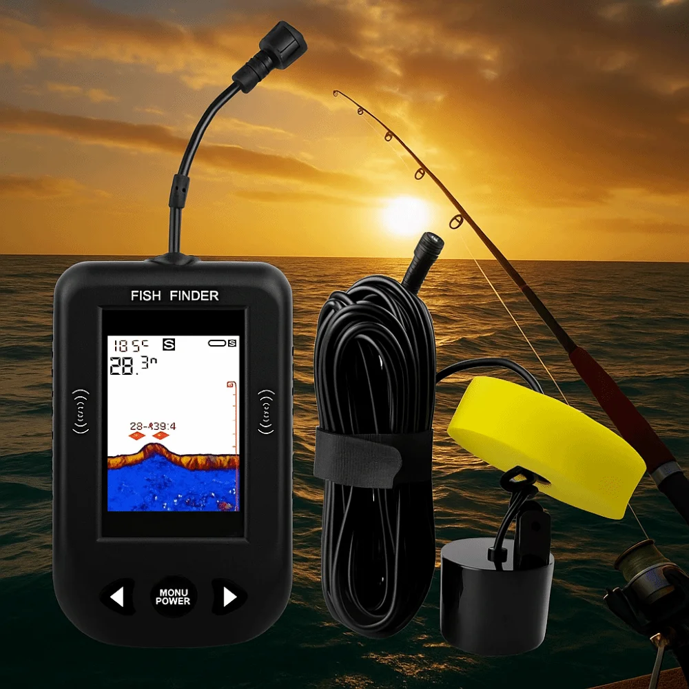 

45 Degrees XF03 Fish Finders 100M Depth LCD Display Portable Sonar Finders Depth Detection Wire Design Sonar Fish Finder