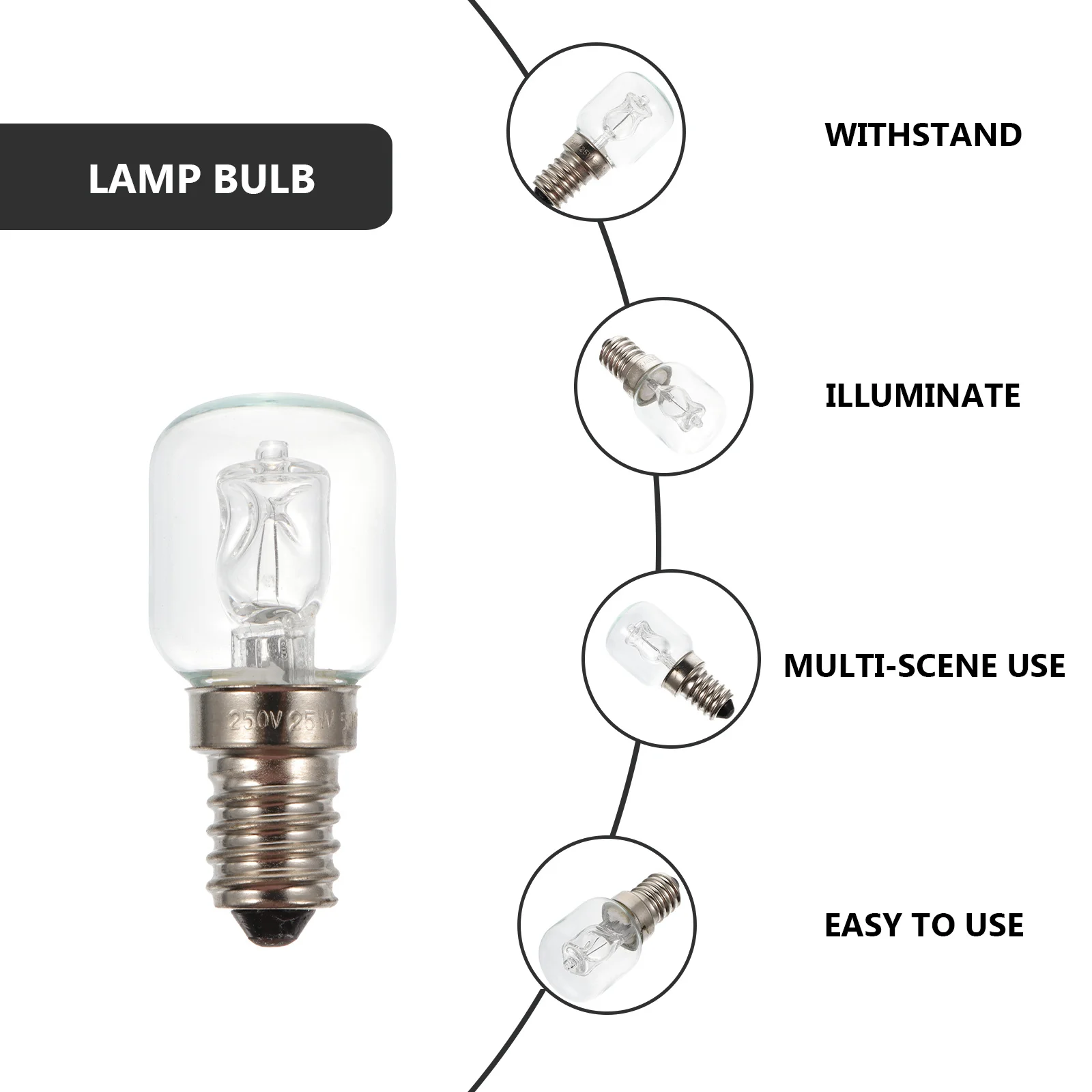 25W Heat-Resistant Oven Light Bulb Easy Install Screw Thread Light Appliance Replacement Bulb