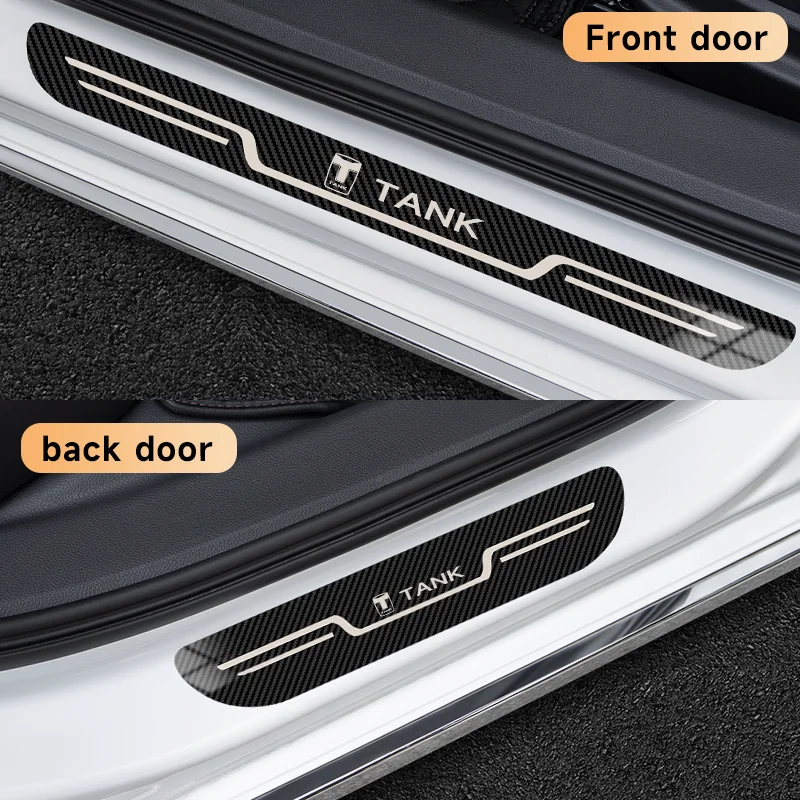 For Tank 300 500 700 2022-2024 Automotive door frame scraper welcome pedal protection stainless steel carbon fiber trim fittings