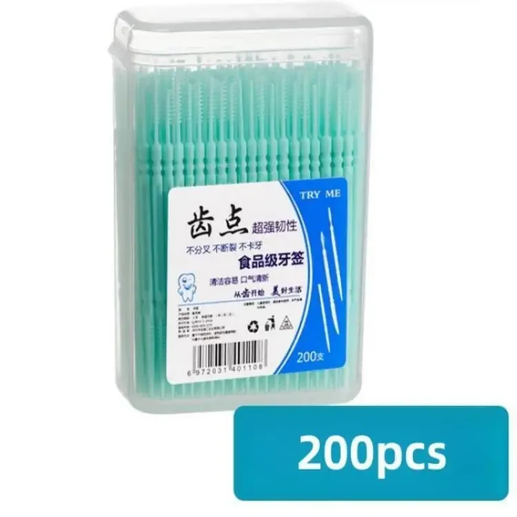 Zahnstocher Pinsel 100/200PCs Boxed Kunststoff Zahnstocher Einweg Haushalt Interdentalbürste Zähne Picking Zahnseide – Detail 2