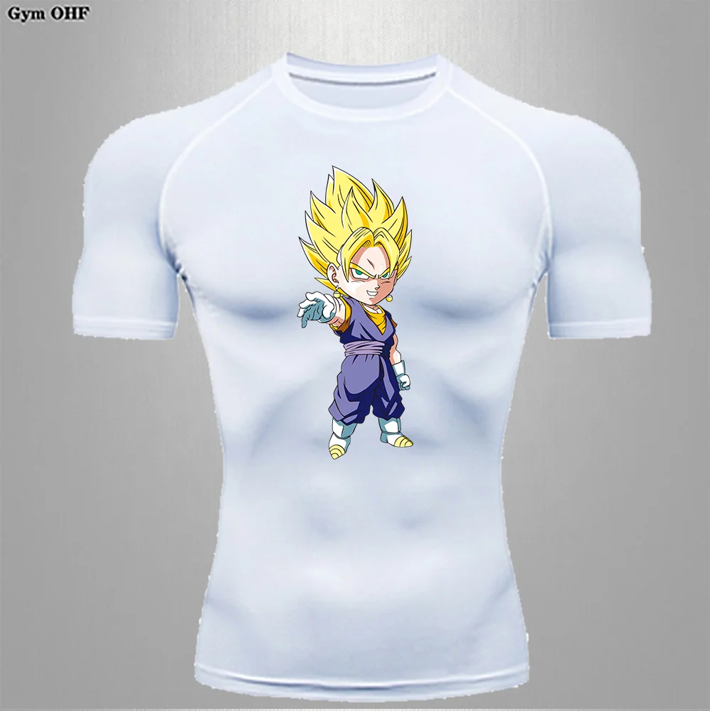 Dragon Ball Anime Strong Shaping Men Tight Fitting Sports T-shirt Quick Drying Boxing Gym Fitness Summer T Shirt Sport Clothing
