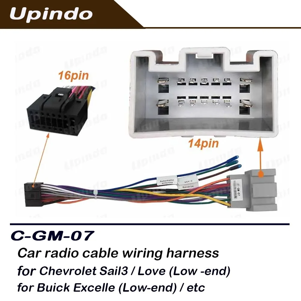 16 Pin Car Android Radio Power Wiring Harness Adapter Stereo Head Unit Cable Connector For Chevrolet Sail 3 Buick Excelle
