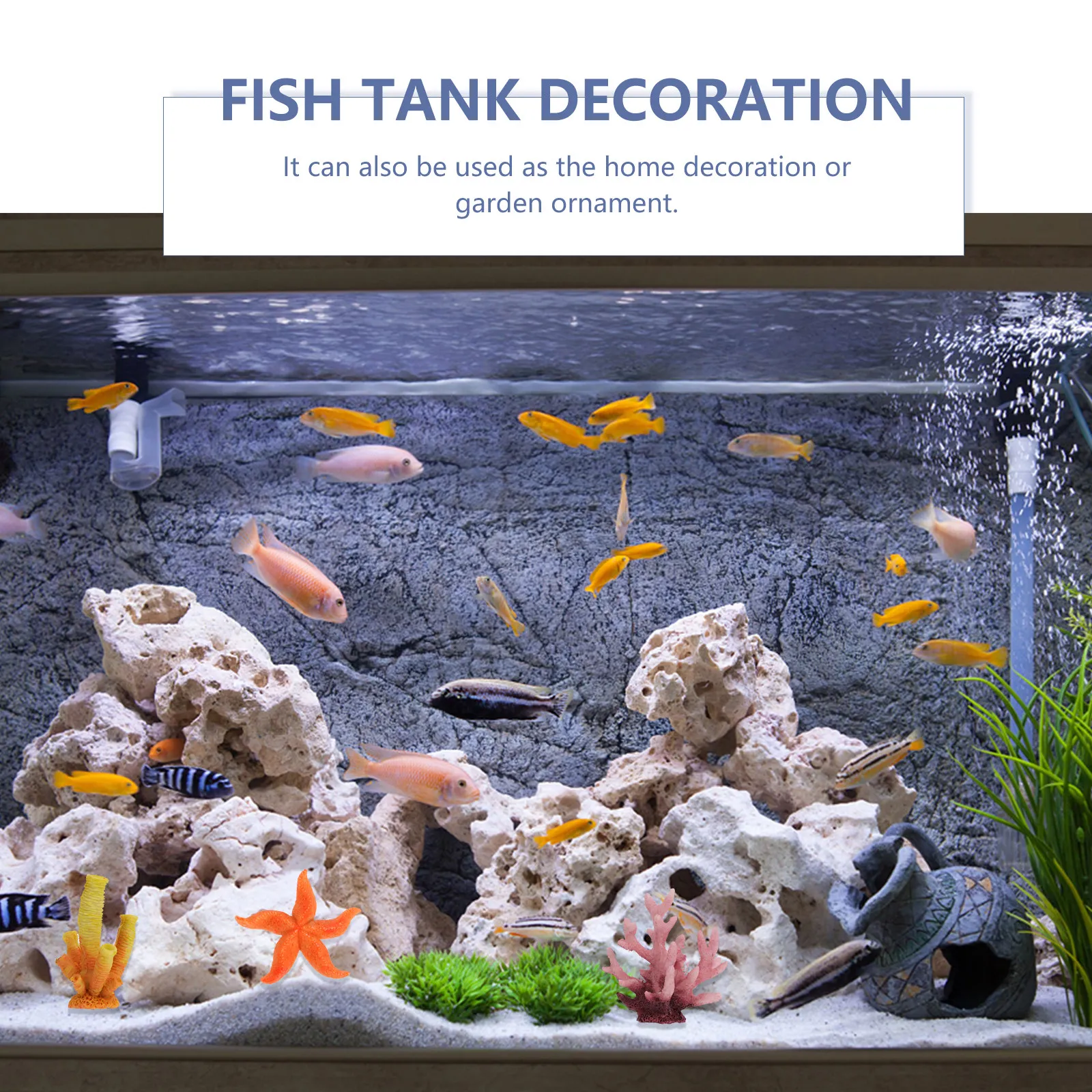 6Pcs Resin Coral Reef Aquarium Decoration Fish Tank Ornament Landscape DIY Scenery Enhancer for Natural Visual Appeal