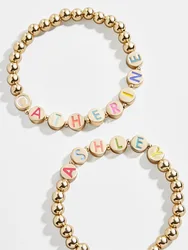 Bohemia Smile Face Colorful Stackable Bracelet 26 letters custom Layering Friendship Bead Girl Bangle Boho Jewelry
