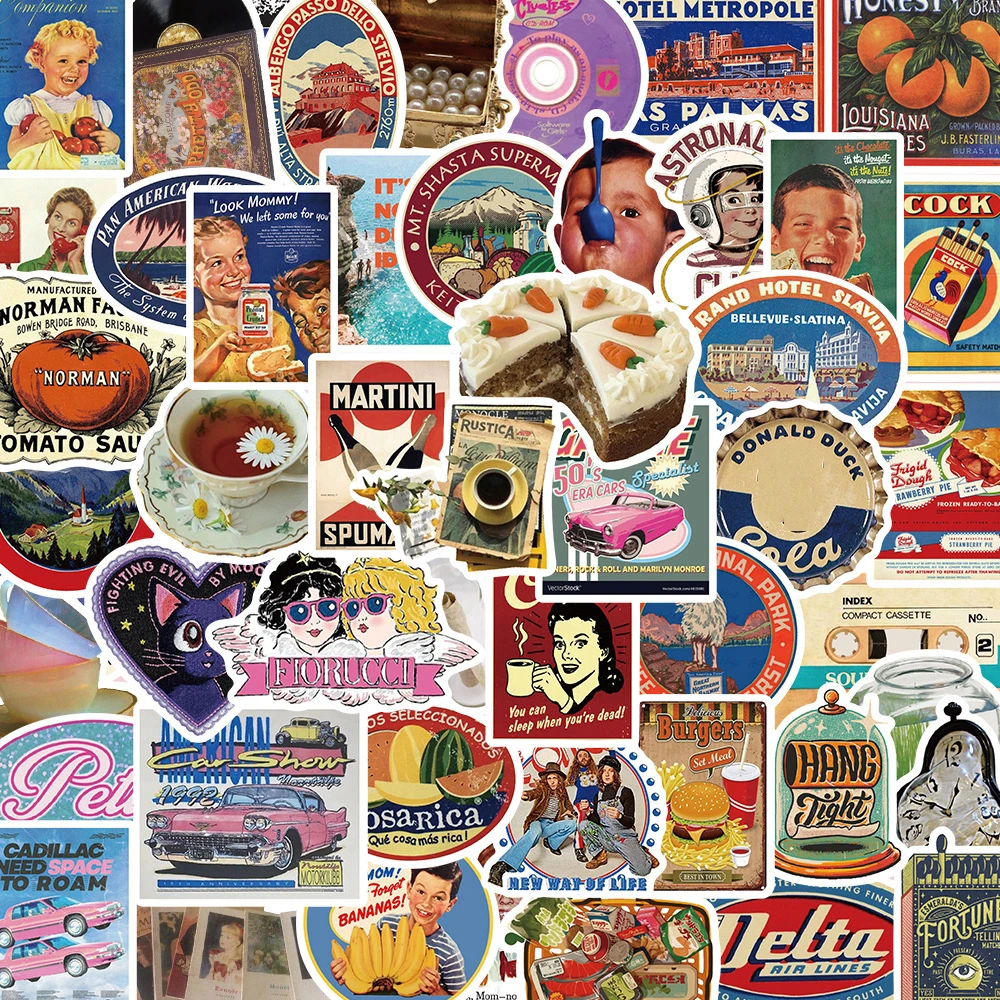

10/30/50PCS Retro Poster Cartoon Sticker DIY Phone Laptop Luggage Skateboard Graffiti Decals Fun for Kid Gift