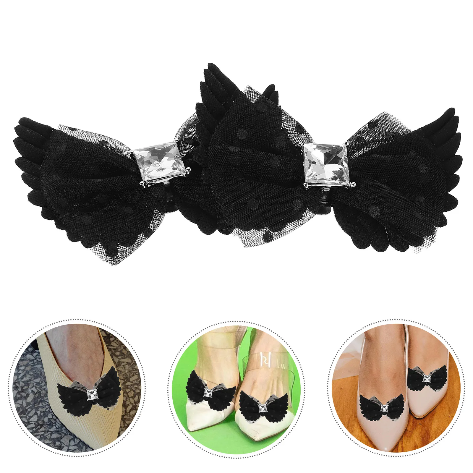 

2 PCS Bow High Shoe Buckle Bowknot Clips Elegant Charms Heel for Heels Zinc Alloy Shoes Accessories