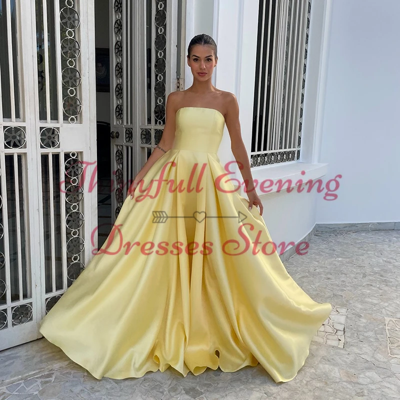 Thinyfull 2024 A-Line Prom Evening Dresses Saudi Arabia Strapless Long Party Dress Women Night Cocktail Prom Gowns Plus Size