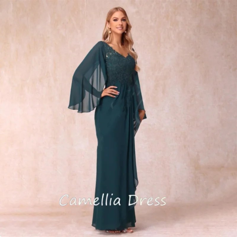 A linha Chiffon Vestidos De Noiva, Vestidos de casamento longos personalizados, Colete Ruched, Vestidos De Festa, Applique elegante