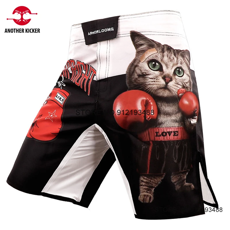 MMA Bo Sublimated Cat Sports Fight Training Pants Wide Leg Unisex Gym Wear BJJ Jiu Jitsu Grappg Kickbo Shorts