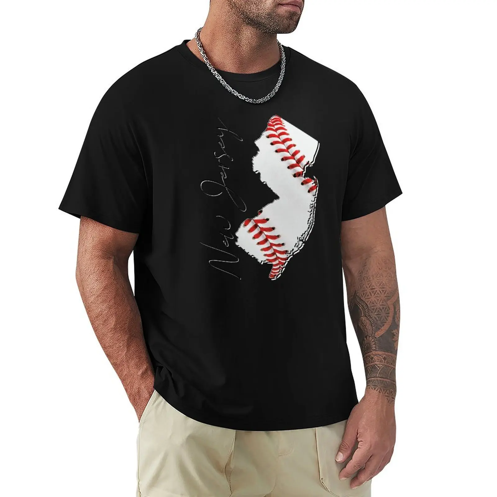 

New Jersey (USA) map – real baseball EN T-Shirt Big and Tall Solid Color T-Shirt