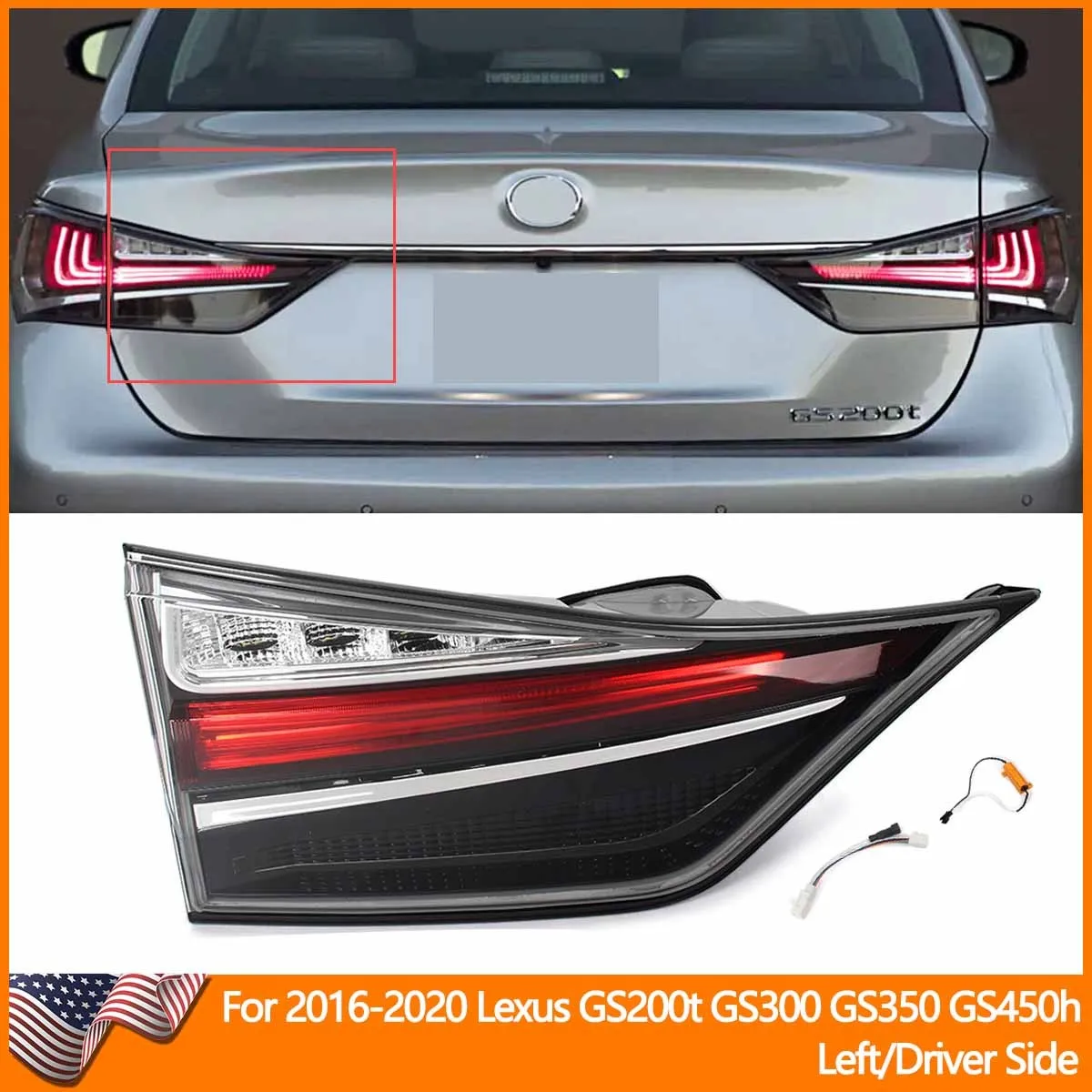 Left Driver Side Inner Taillight For Lexus GS350 GS300 GS250 GS200t 2016 2017 2018 2019 2020 Rear Light Tail Lamp Plug and Play