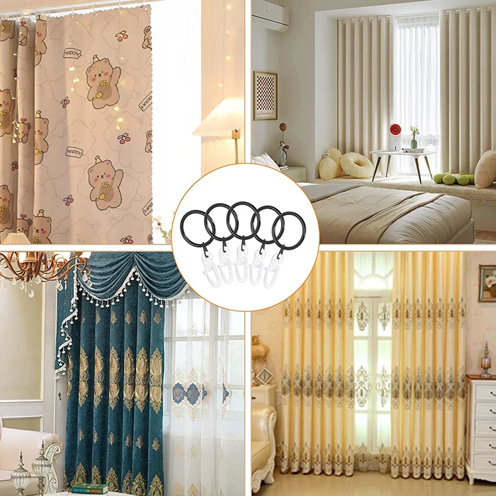Druable Curtain Rings 10 Set Easy To Install For Curtains Rods Pole Voile Hanging Hooks Heavy Duty Replacement
