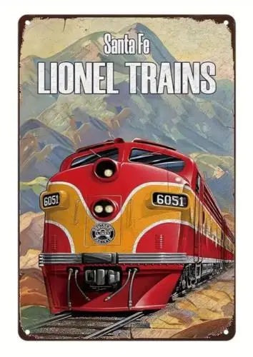 Santa Fe Lionel Trains Vintage Novelty Metal Sign