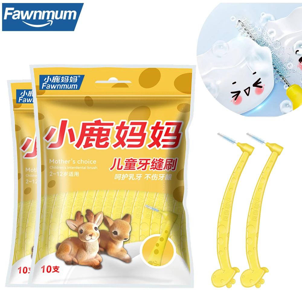 10Pcs/Bag L-Shape Interdental Brush For Children 0.6mm Ultra-fine Bristle Dental Cleaner Oral Care Push-Pull Teethbrush