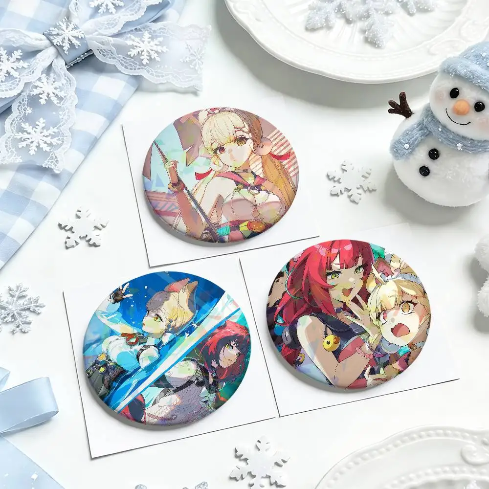 Ukinami Yuzuha Alice cp cute Zenless Zone Zero Round Pin Brooch Laser Badges Collect Gifts Cosplay Clothes Backpack Decor