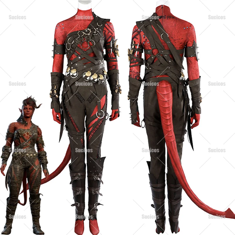 Game Gate  Karlach Cosplay Costume BG3 Karlach Unarmed Cosplay Suit Outfit For Halloween Carnival Party Fancy Adult Role Play