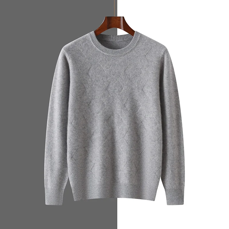 

2024 Autumn/Winter New 100% Cashmere Sweater Seven Needles Thickened Small Diamond Style Versatile Sweater for Men