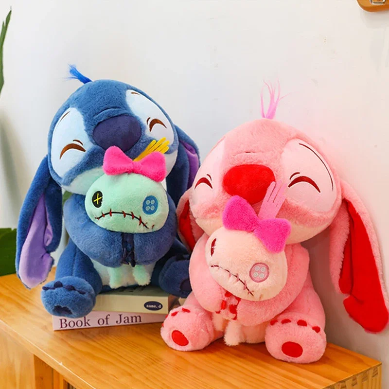 45/60cm Disney Lilo & Stitch Plush Doll Scrump Cartoon Pink Angel Plushie Toy Cute Anime Soft Stuffed Kawaii Kids Birthday Gift