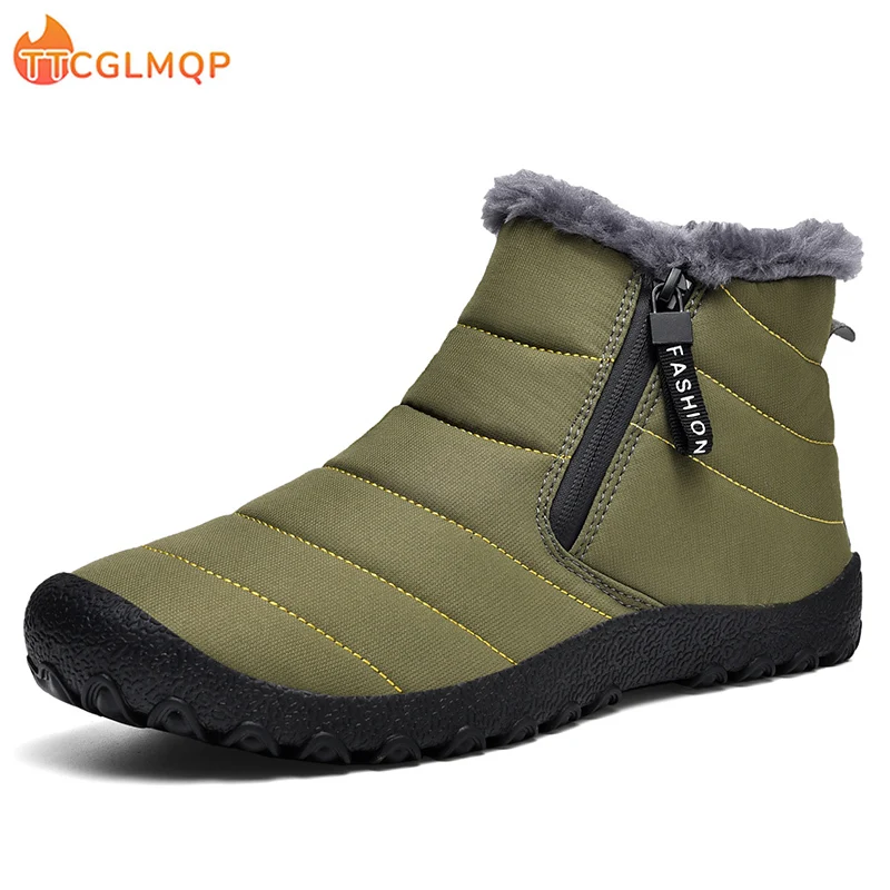 2023 Winter Booties Men Snow BareFoot Casual Shoes Outdoor Work Shoes Ladies Warm Fur Men Ankle Shoes Male Snow Boots Plus Size