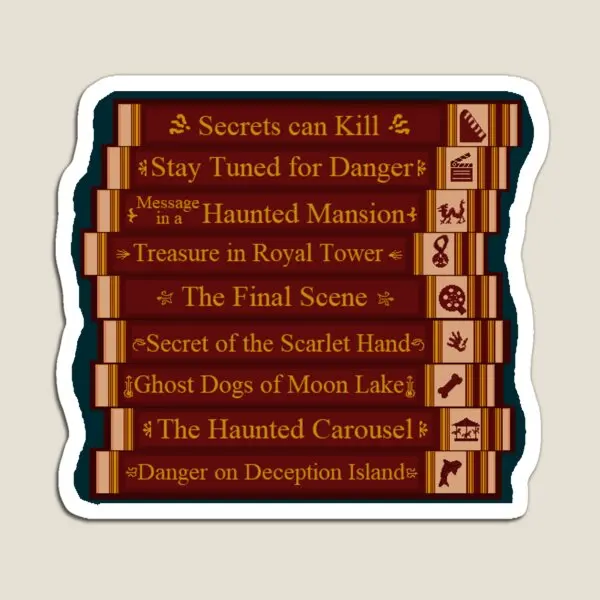 Nancy Drew ชั้นวางแม่เหล็กติดตู้เย็นสำหรับเกมชั้นหนังสือสำหรับจัดสติกเกอร์ของเล่นเด็กแม่เหล็กติดตู้เย็นบ้านเด็กน่ารัก