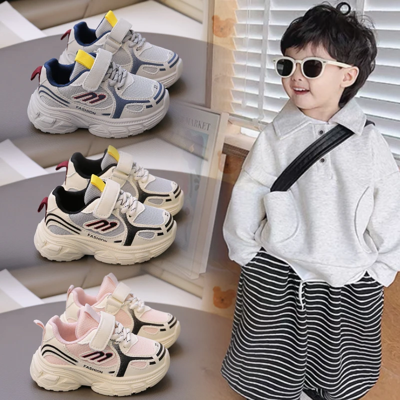 

2026 Spring Autumn New Boys Kids Sport Shoes Girl Baby Toddler Mesh Breathable Casual Running Shoes Soft Soled Children Sneakers