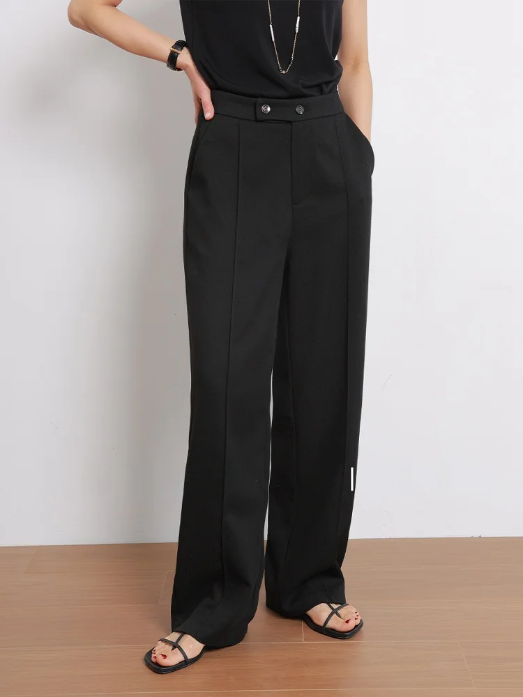 

Chun Malam 2025 Новые утягивающие брюки с высокой талией Женские повседневные костюмные брюки Ele Прямые брюки с высокой талией Длинные брюки