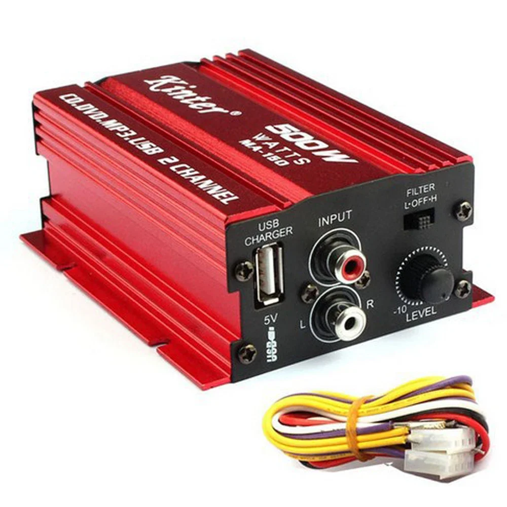 Amplificador de Audio para coche, canal de sonido 500, 2,0 W, HIFI, MA150, RCA, entrada USB, DC12V, automotriz