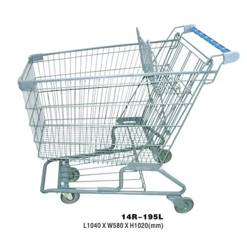 Plastic Supermarket Shopping Trolley with Basket Durable Grocery Cart for Store Use Lightweight Hand Push Trolley for Retail