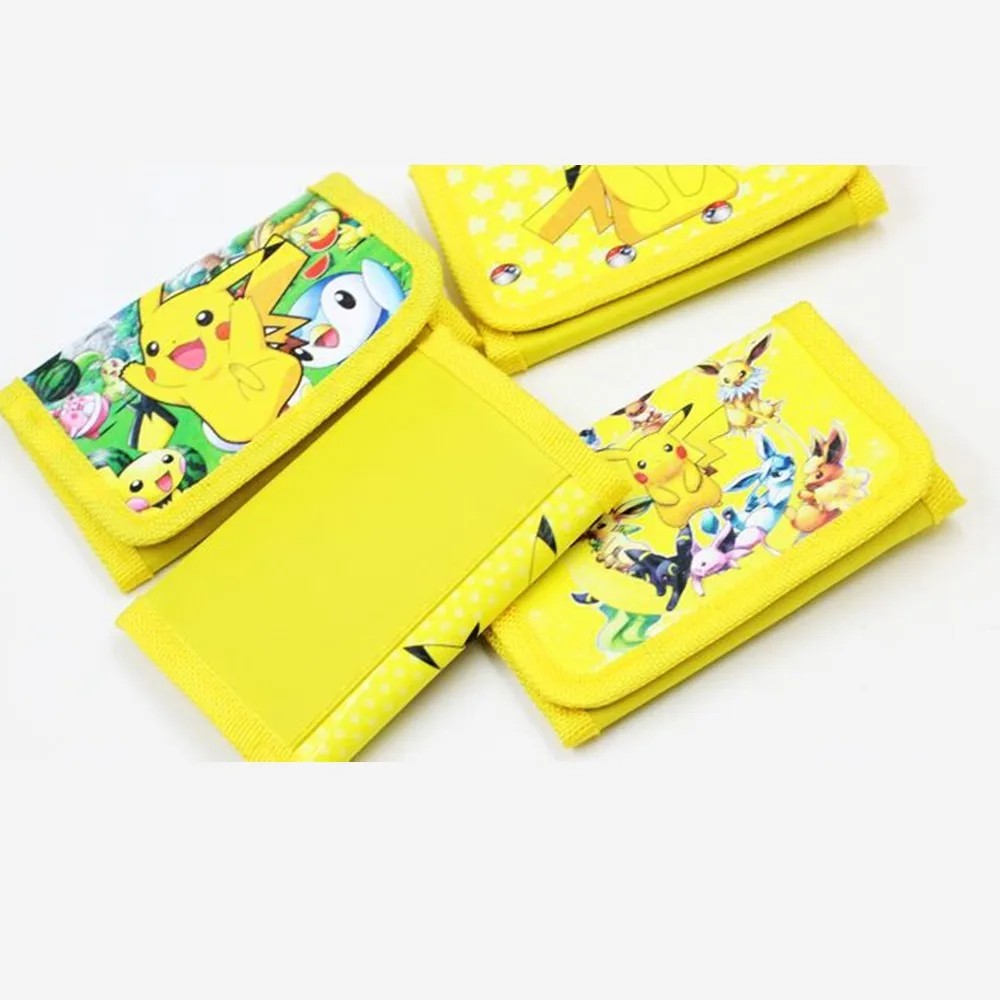 Cartera de Pokémon para niños, cartera con personaje de Pikachu de tres pliegues, cartera corta, bolso de tarjeta, Cartera de dibujos animados cero,